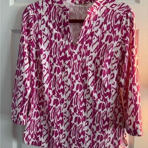 Chic Pink and White Women's Blouse